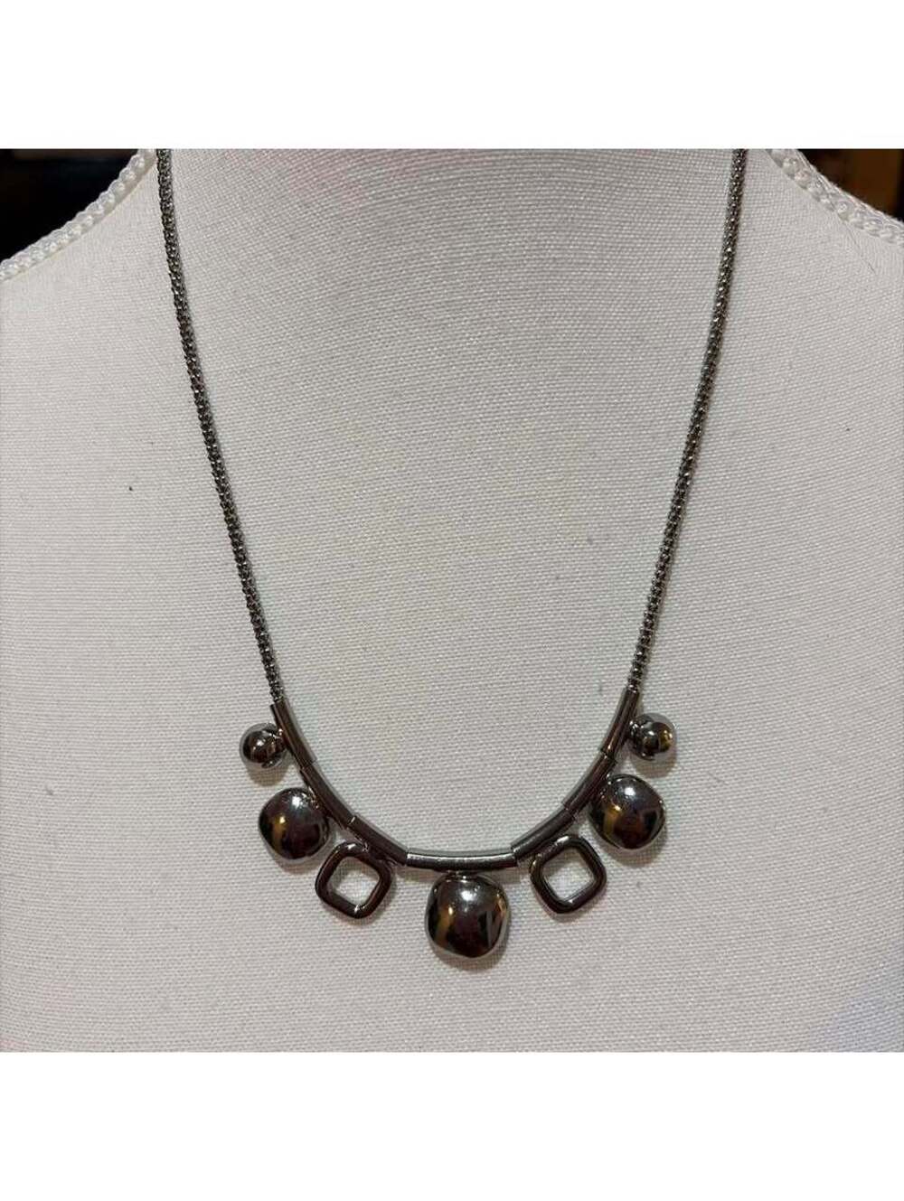 Gunmetal Geometric Statement Necklace